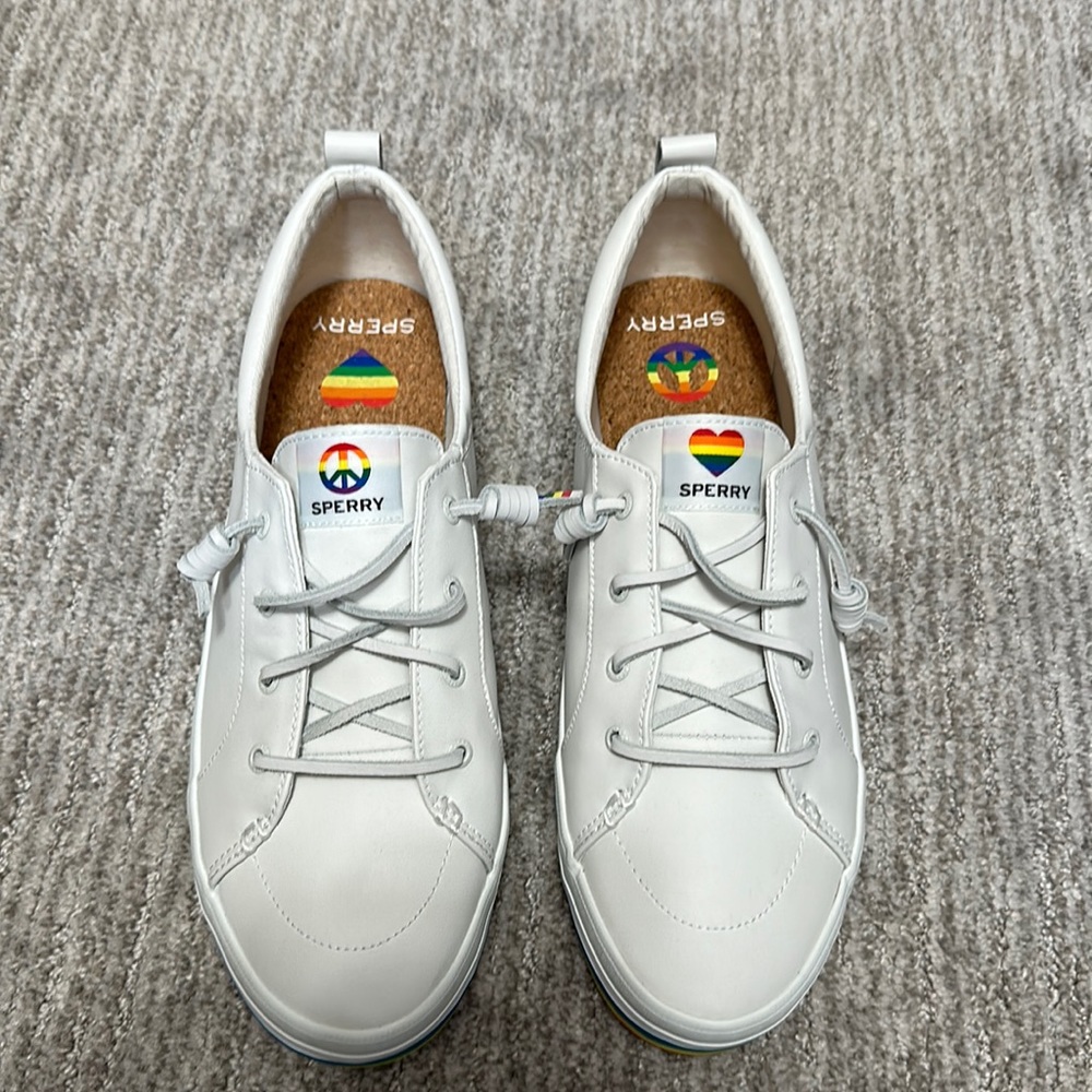 Sperry white pride women's size 12